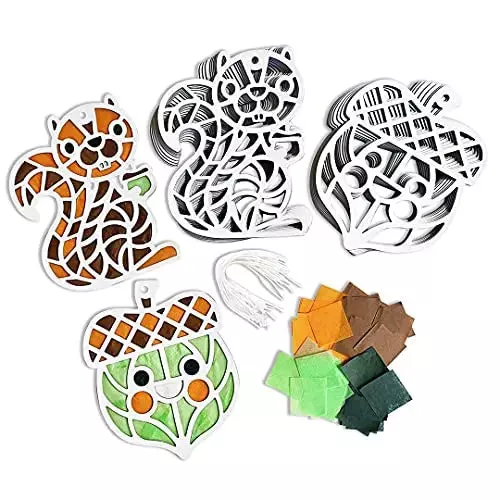 Squirrel Acorn DIY Suncatcher Paper Crafts - 24 Pieces Per Pack KP4302