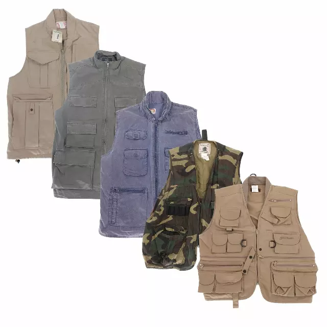 Vintage & Modern Hunting & Fishing Vests Mix of 10