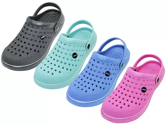 S8810L-A - Wholesale Women Super Soft Eva Clogs Sandals — Assorted - Black, Royal, Hot Pink & Turquoise (S8810L-A) / 6-11 Assorted