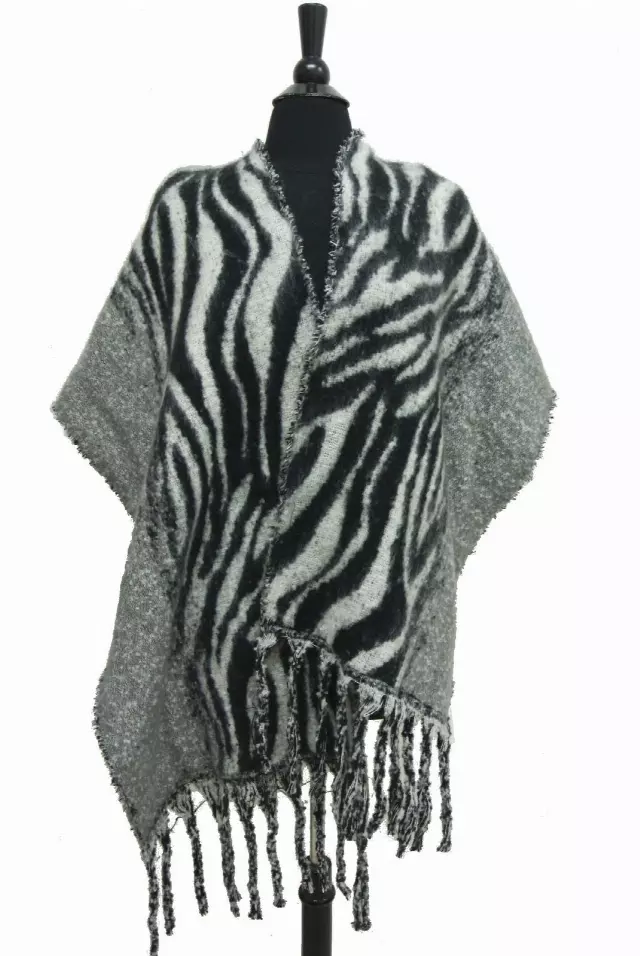BF152 Zebra Pattern Winter Scarf — Black