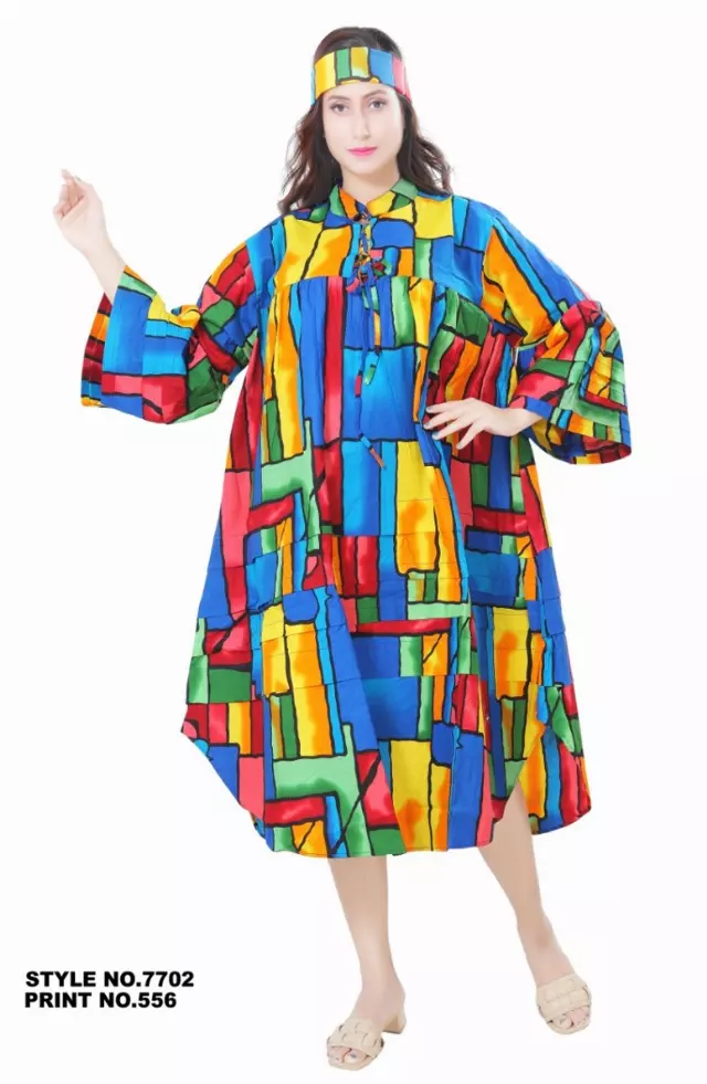 7702DRESS- ON SALE!!! African Tunic Dress (3 PCS PRE-PACK) - $10.00 EACH — One Size (4 - 24) / Print-556