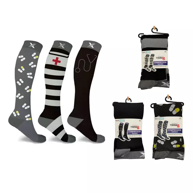 MEDICINE 101 COMPRESSION SOCKS - 3 ASST STYLES — Large/XL