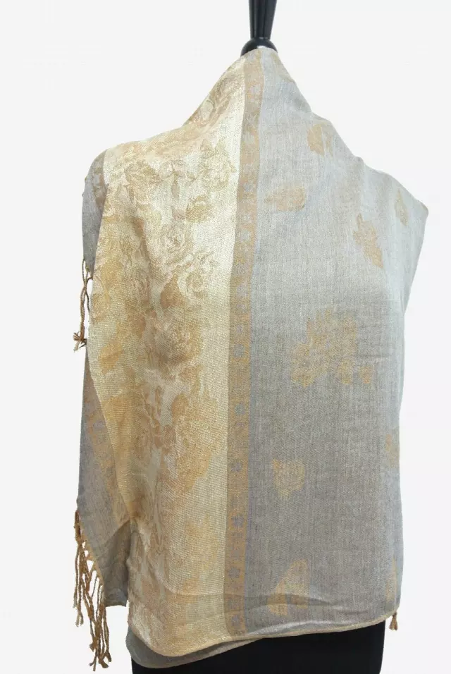 IN102 Pattern Pashmina — Grey