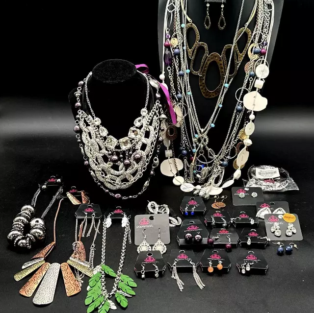 Paparazzi Costume Jewelry Lot 30pc Necklaces Earrings Bracelets Silver Tone
