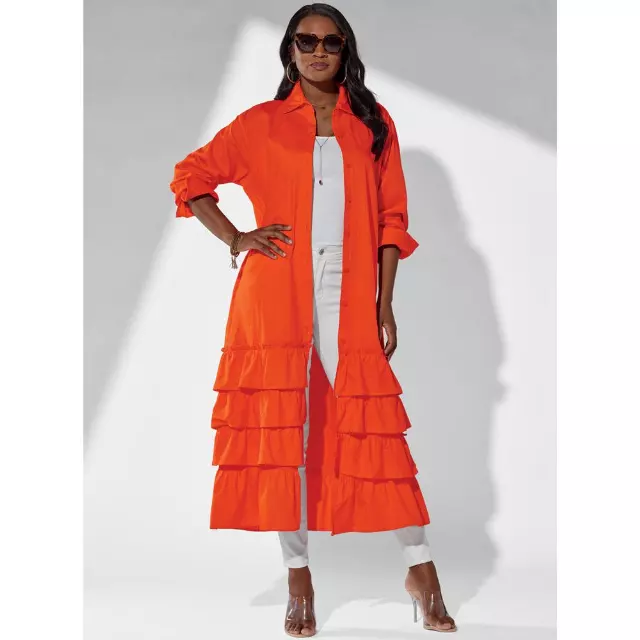 7750 -Orange Button Down Ruffle Dress - $20.00 Each