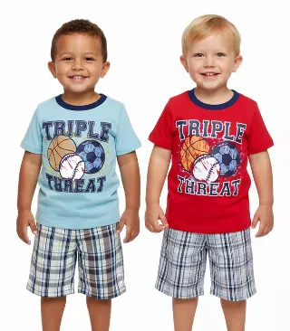 TEDDY BOOM Triple Threat Screen Top with Plaid Shorts-1607901