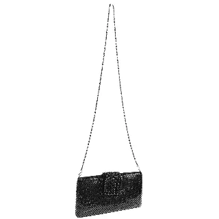 Magid Metal Mesh Flap Pearl Bag — Black