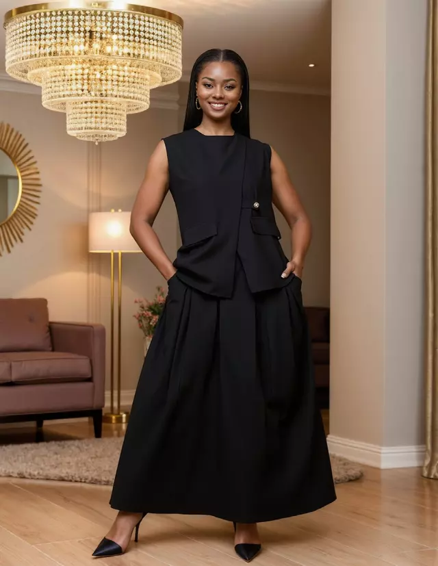 26007 - Women's Top & Skirt 2-Pcs Set - $25 Each (3-Pcs Pre Pack) — Black / (M-L-1X) 3-Pcs