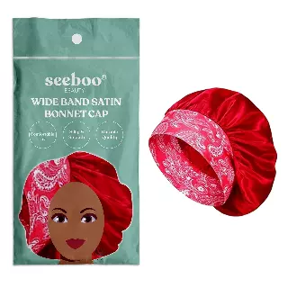 Women's Silky Satin Head Scarf Hair Wrap Cap Hat Headband — Red