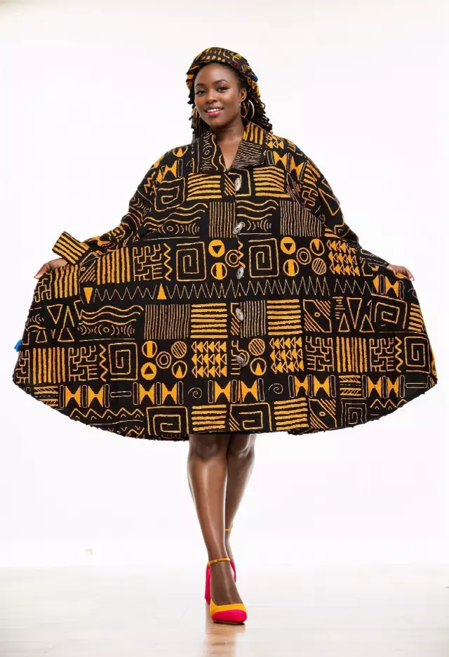 243 - NEW PRINT ALERT Big Button Authentic African Tunic Dress (3 PCS PRE-PACK) - $25.00 EACH — One Size (4 - 24) / Print-593