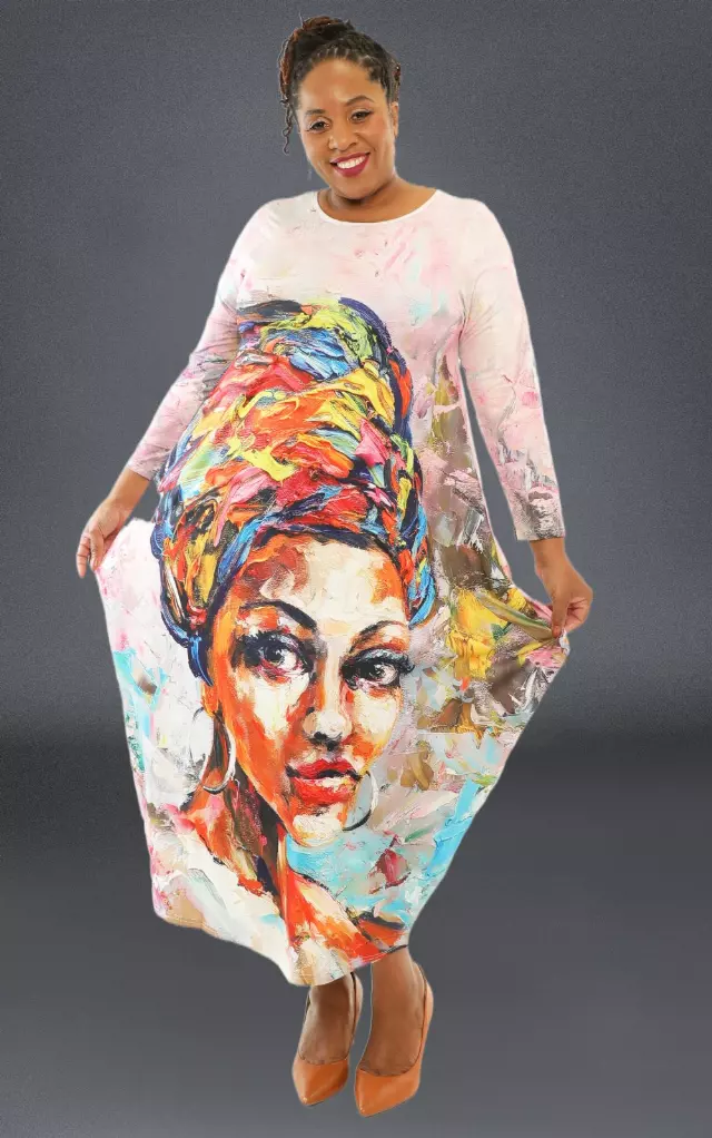22130 Face Motif Knit Maxi Dress- One Size (3-PCS Per Pack) ($20.00 Each)