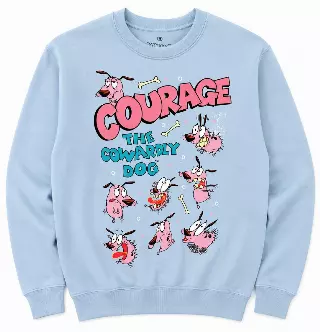 COURAGE THE COWARDLY DOG EMOTIONS CHART CREWNECK LT. BLUE