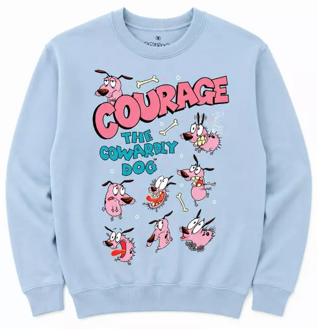 COURAGE THE COWARDLY DOG EMOTIONS CHART CREWNECK LT. BLUE