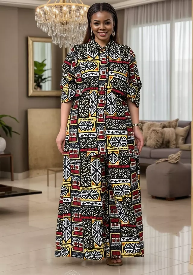 7861 Authentic African Print 2pc Pant Set - $25 Each (3 pcs per pack) — One Size / Print-551