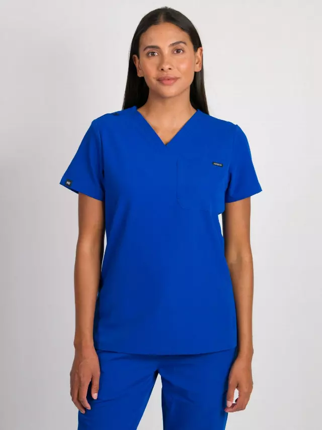 Camilla | Slim 1 Pocket Scrubs Top — Deep Royal / M