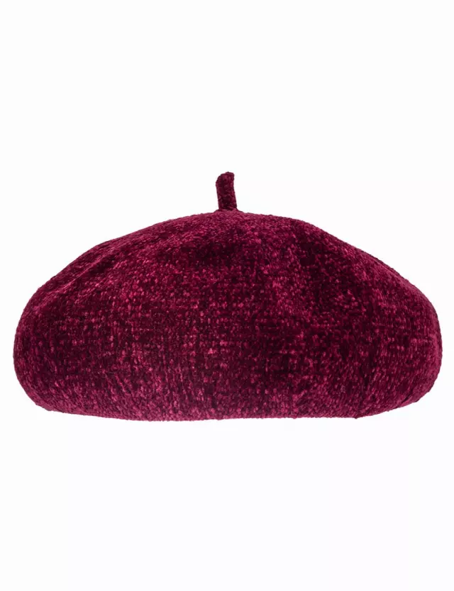 Adrienne Vittadini Chenille Beret — BURGUNDY