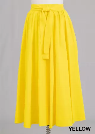 7001S - 8 Panel Solid Color Skirt - Authentic African Wax (3-PCS PRE-PACK)- $25 Each — One Size (4-18) / YELLOW / 3-Pcs Per Pack