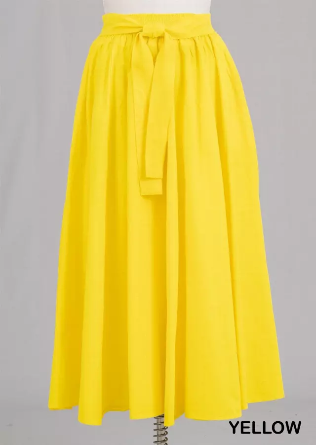 7001S - 8 Panel Solid Color Skirt - Authentic African Wax (3-PCS PRE-PACK)- $25 Each — One Size (4-18) / YELLOW / 3-Pcs Per Pack