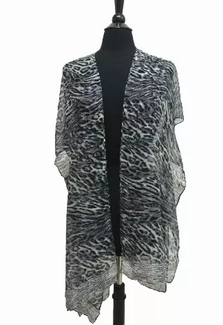 QC220 Animal Print Spring Kimono — Black