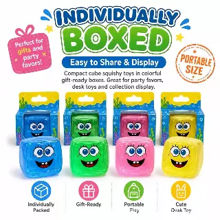 Individually Boxed Cube Squishy Toys – 4-Pack Assorted Colors — GREEN