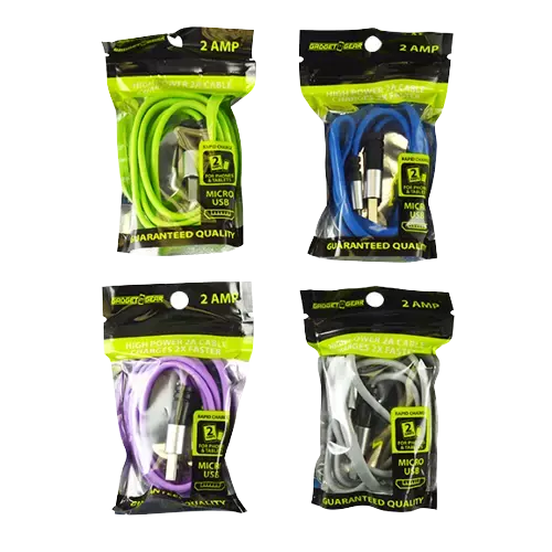 Charging Cable USB to Micro USB 2 Amp - 4 Pieces Per Pack 21564