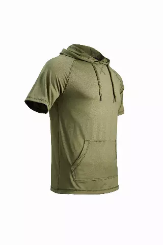 Men's Short Sleeve Pullover Hoodie Tee with Kangaroo Pockets- Style #MS017 - $11.50/ Unit MINIMUM 1224PCS - PLEASE SEE DESCRIPTION - S-2XL — Olive