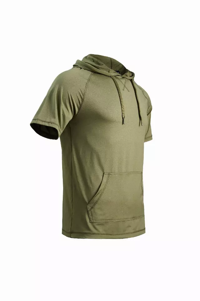 Men's Short Sleeve Pullover Hoodie Tee with Kangaroo Pockets- Style #MS017 - $11.50/ Unit MINIMUM 1224PCS - PLEASE SEE DESCRIPTION - S-2XL — Olive