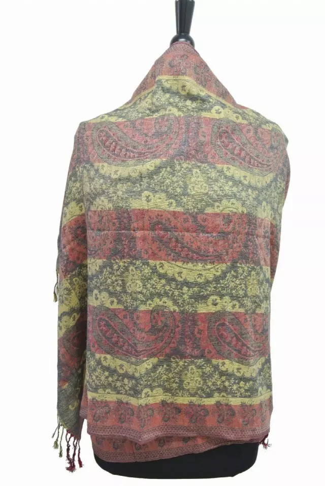 SJ115 Paisley Pattern Pashmina — Grey