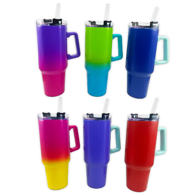 40oz Insulated Stainless-Steel Color Ombre Printed Cup Mix D - 6 Pieces Per Retail Ready Display 24780