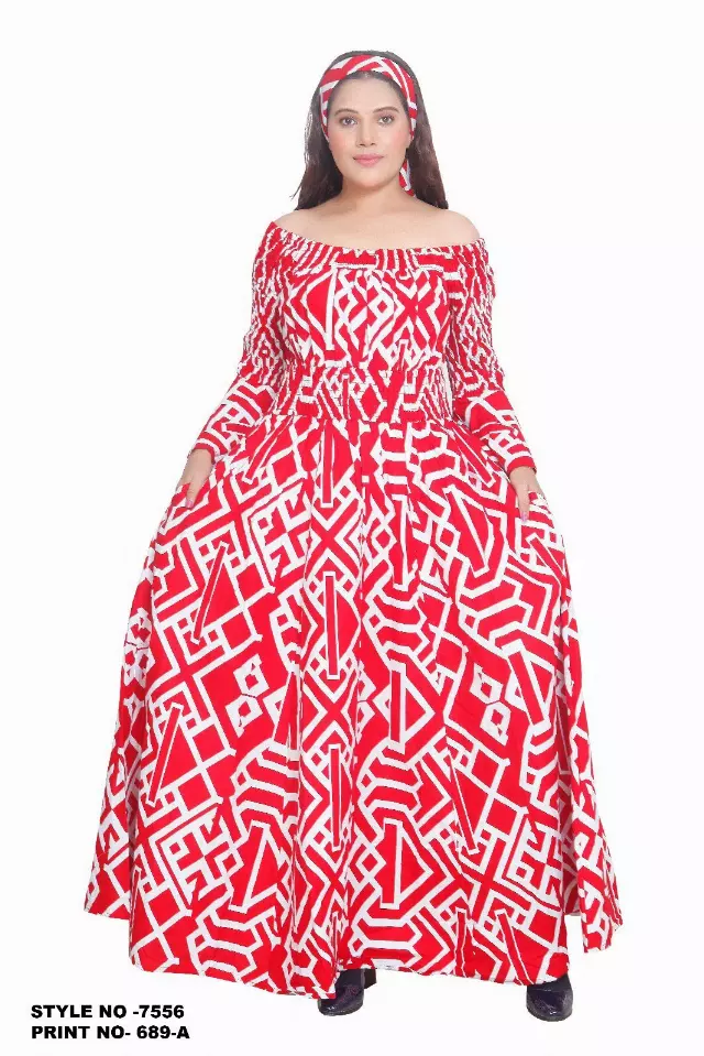 7556 -NEW PRINTS ALERT!!!! Off Shoulder Maxi Dress in Ankara Prints - $25.00 Each (3 pcs per pack) — Free Size / Print-689A