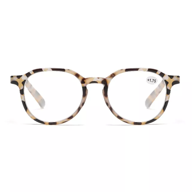 Retro Round Reading Glasses Lightweight Frame with Classic Keyhole Bridge Details RJ11102 — +4.00