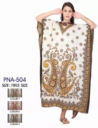 PNA-504 - Women's Colorful Print Long Kaftan Dress - One Size (12-PCS PRE-PACK)