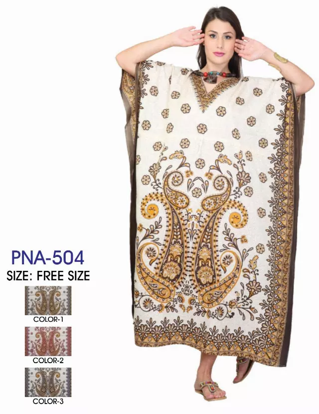 PNA-504 - Women's Colorful Print Long Kaftan Dress - One Size (12-PCS PRE-PACK)