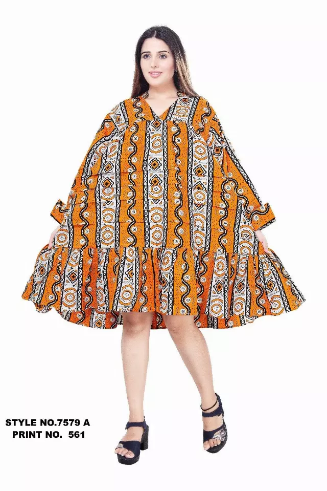 7579 A - ON SALE!!! African Tunic Dress (3 PCS PRE-PACK) - $15.00 EACH — One Size (4 - 24) / Print-561