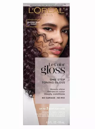 L’Oréal Paris Le Color Gloss One Step In-Shower Toning Hair Gloss, Neutralizes Brass, Conditions & Boosts Shine, Iridescent Plum Purple, 4 Ounce
