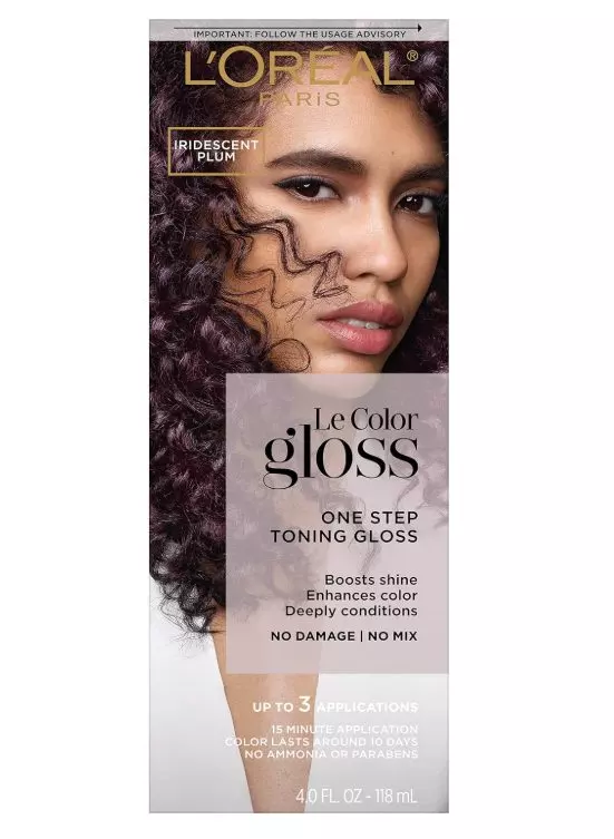 L’Oréal Paris Le Color Gloss One Step In-Shower Toning Hair Gloss, Neutralizes Brass, Conditions & Boosts Shine, Iridescent Plum Purple, 4 Ounce