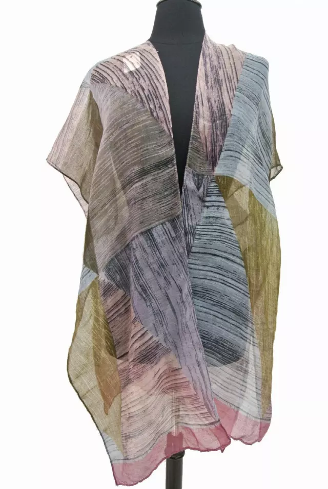 QC212 Multi Pattern Spring Kimono — Pink