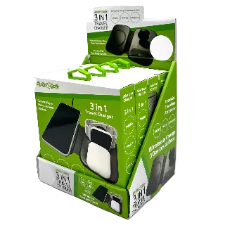 Wireless 3 in 1 Charging Travel Station - 4 Pieces Per Retail Ready Display 23754