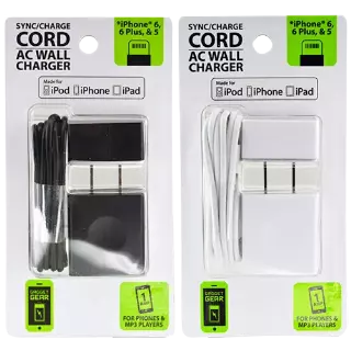 AC Wall Charger USB Port with USB to Lightning Charging Cable Set - 2 Pieces Per Pack 20687