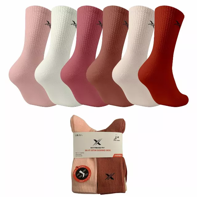 6-Pairs: Dri-tech Everyday Wear Crew Length Socks - NEUTRAL — Large/XL