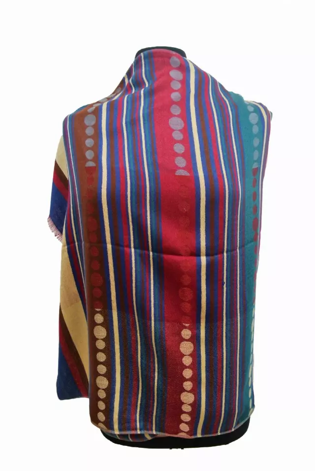 21109 Stripe Pattern Pashmina — Navy