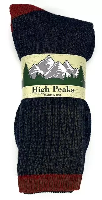 #9-SM-MW ‘High Peak’ Merino Wool (60%) Boot Socks $4.00 Per Pack (30 Packs)