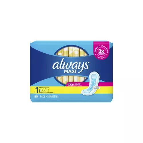 Always Maxi Daytime with Wings, Size 1, Regular, 28 Count CASE PK 12