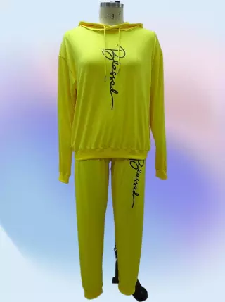 22124 -2 pcs Blessed Jogging Suit -Lots of Colors Available- $30.00 Set (3 pcs per pack) — Plus - 1X 2X 3X / Yellow
