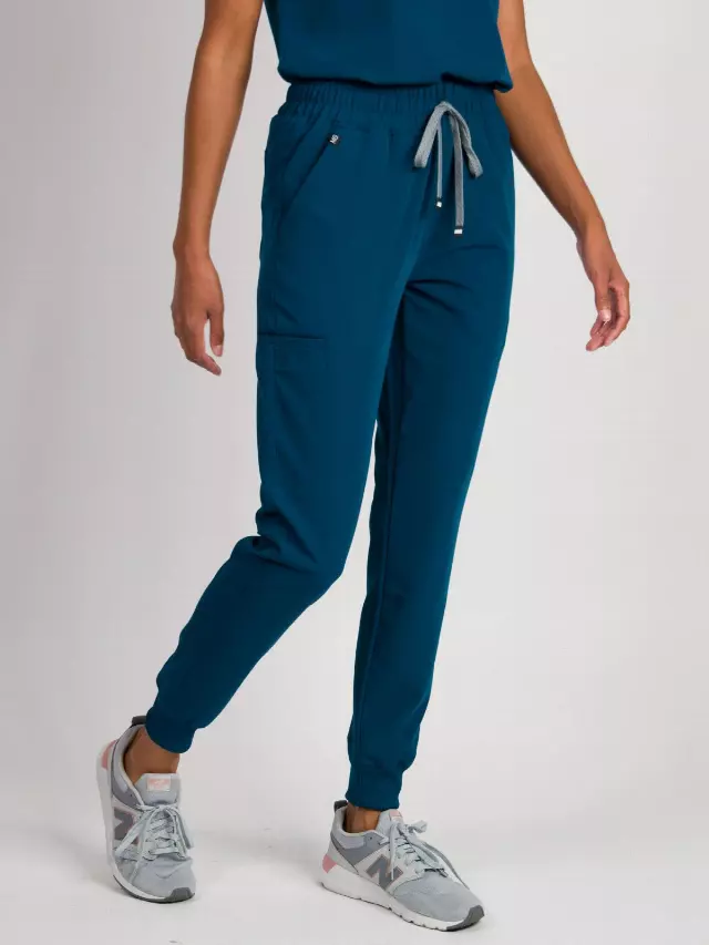 Madison | High-Waisted Jogger Scrub Pants — Caribbean Blue / XXS