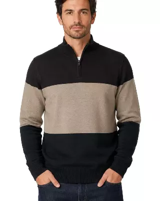 Men's Striped Quarter Zip Sweater #WXX-25 — W004 / S-M-L-XL