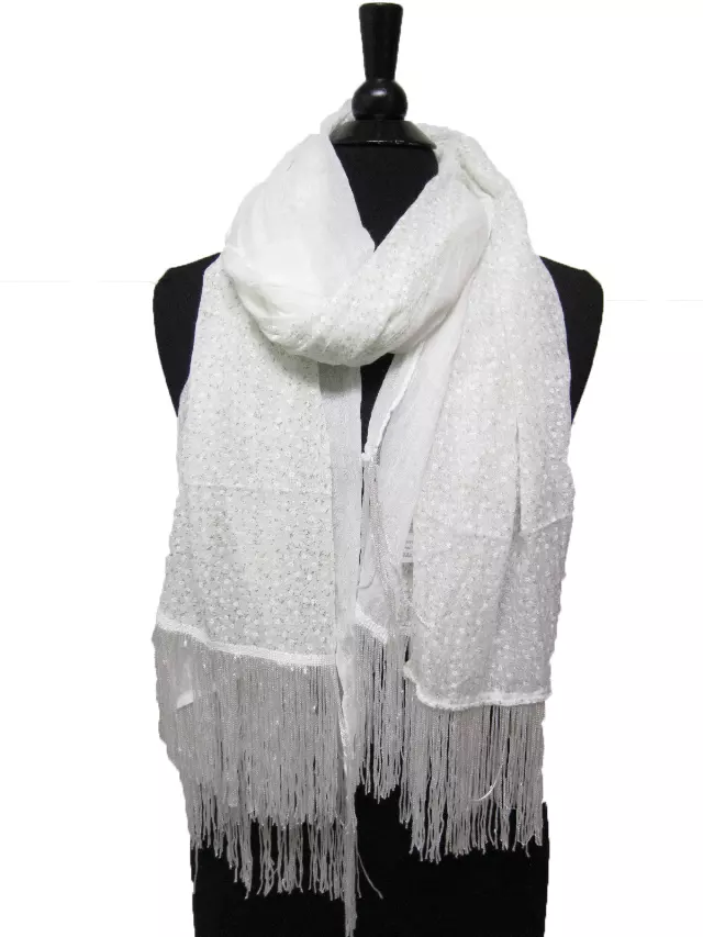 JC310 Tassel Spring Scarf — White