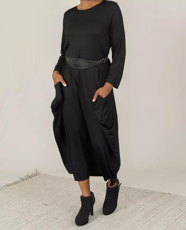 CHH-18028LS - Women's Maxi Balloon Dress - Long Sleeves - One Size (6 Assorted Colors - PRE-PACK)($18 Each)