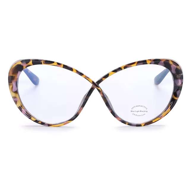 Elegant Cat Eye BLB Glasses with Slim Temples & Tortoise Accents P10985-BLB