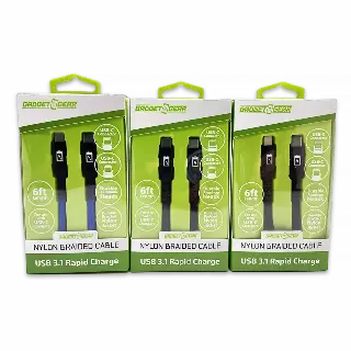 Charging Cable Nylon Braided USB-C to USB-C 6FT - 3 Pieces Per Pack 24619